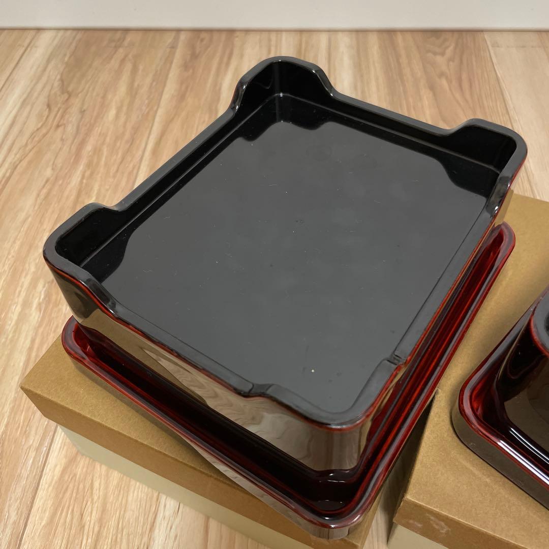 アソベ　漆器 重箱 黒と赤のツートン 箱付き　2個セット