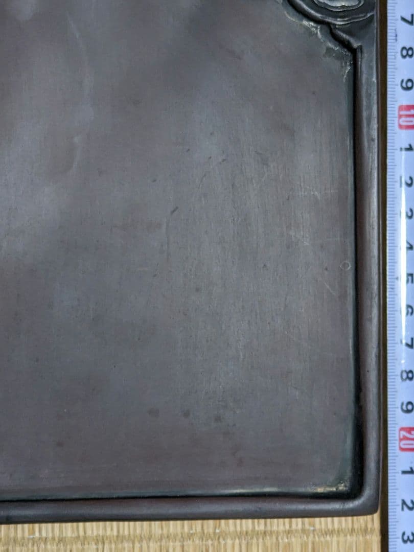 ♢中国古玩 楼閣 龍 漢詩刻紋入 老硯 古硯 古玩 文房四宝 古美術品