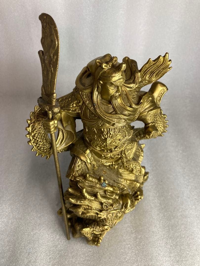 三国 関羽 雲長 武聖 龍 金属製 オブジェ 置物 セット