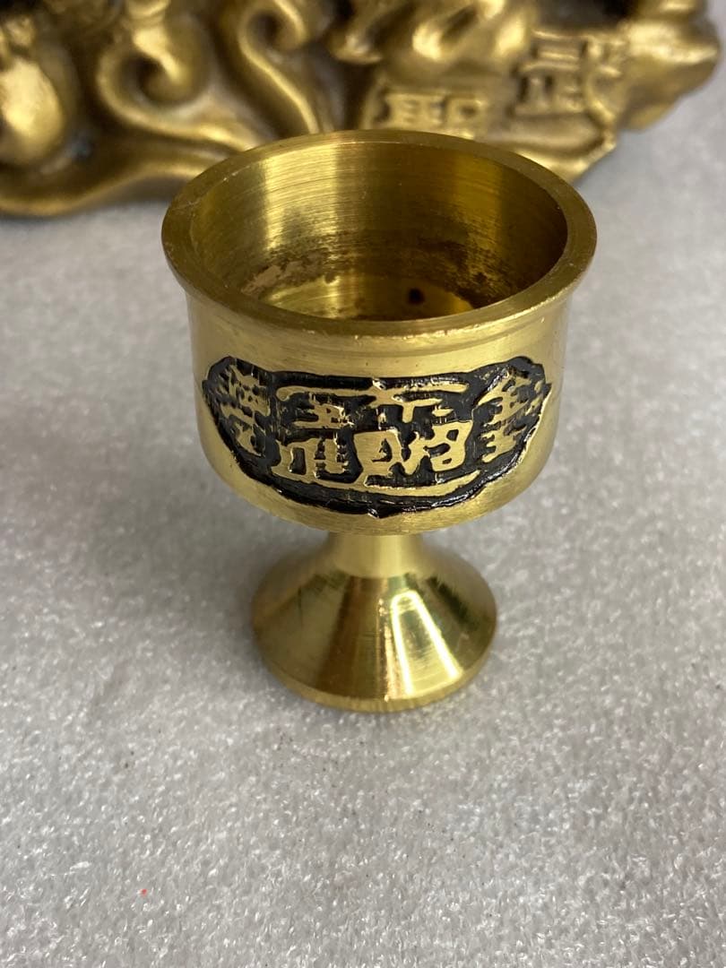 三国 関羽 雲長 武聖 龍 金属製 オブジェ 置物 セット