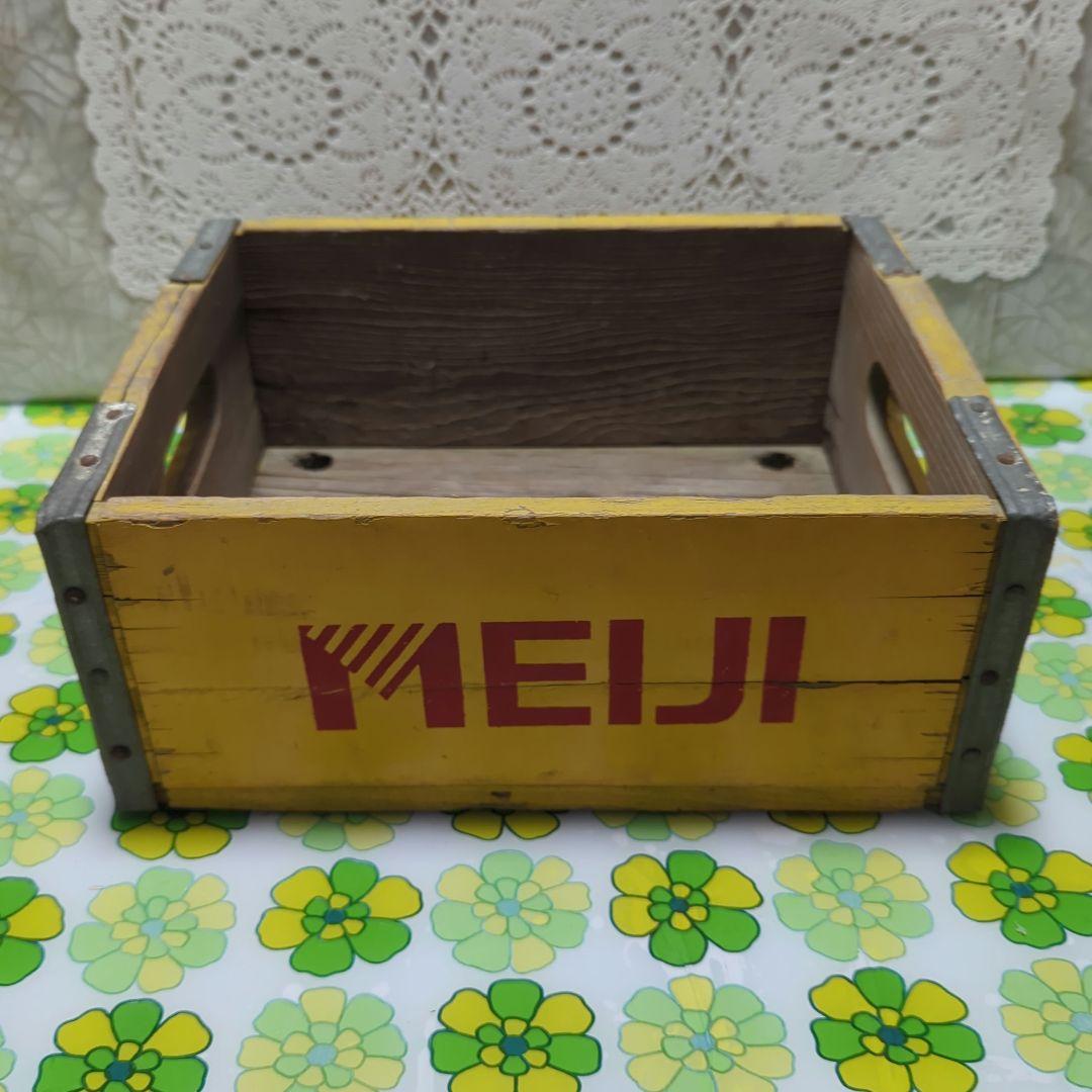 昭和レトロ 木箱 明治乳業 牛乳瓶木箱 雪印牛乳 配達収納ボックス