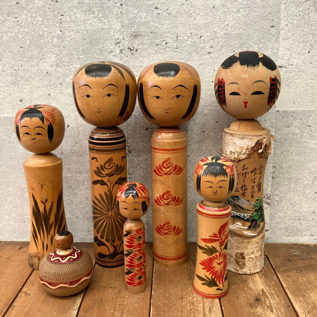 昭和レトロ 木製 伝統工芸 工芸品 こけし 小芥子 7体セット レトロ