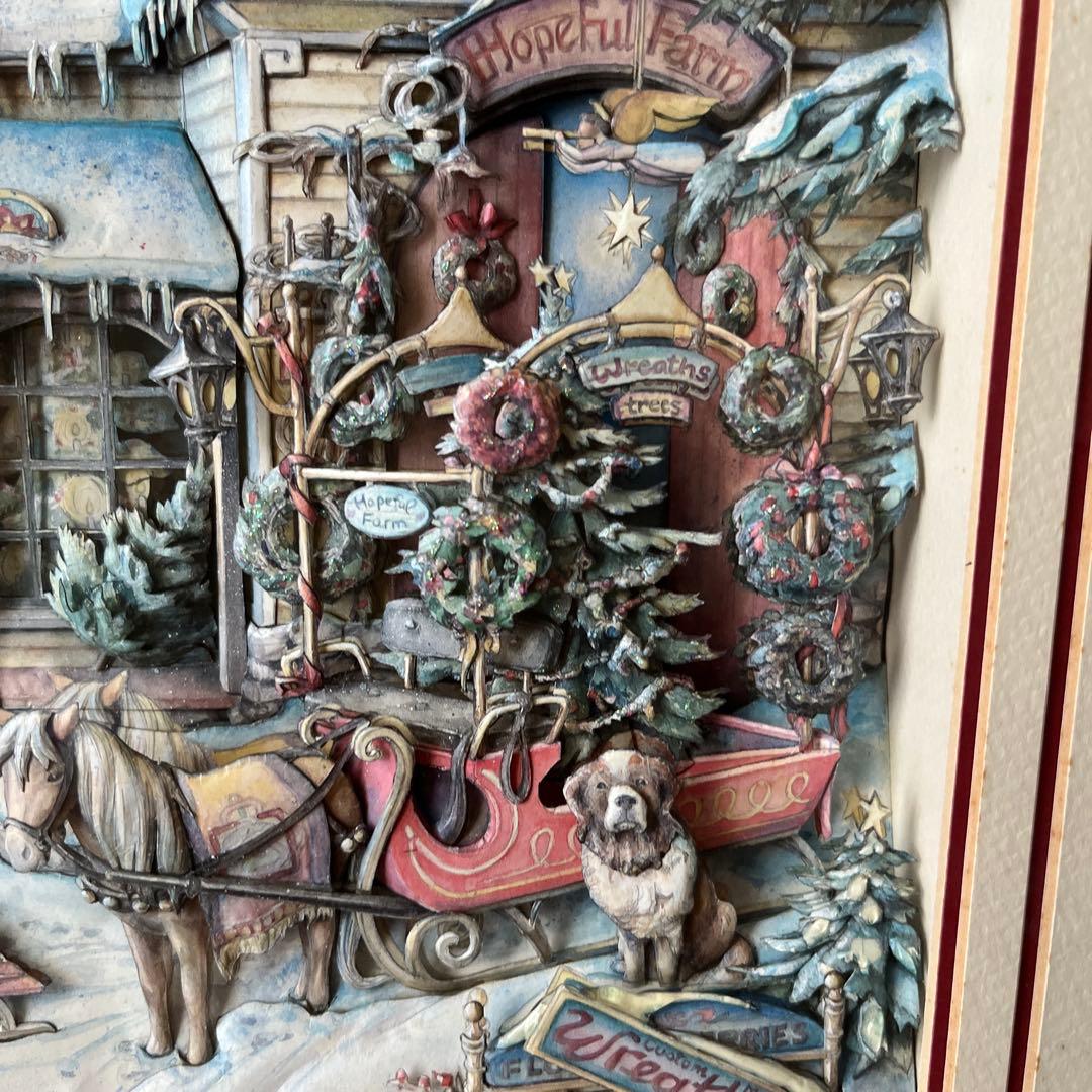 冬景色 立体3Dアート 絵画　額入り