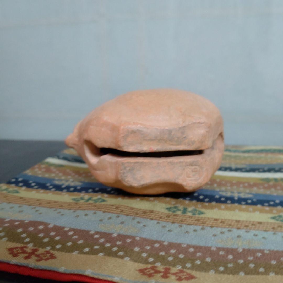 昭和の陶器 羊 土鈴紫色の紐付き