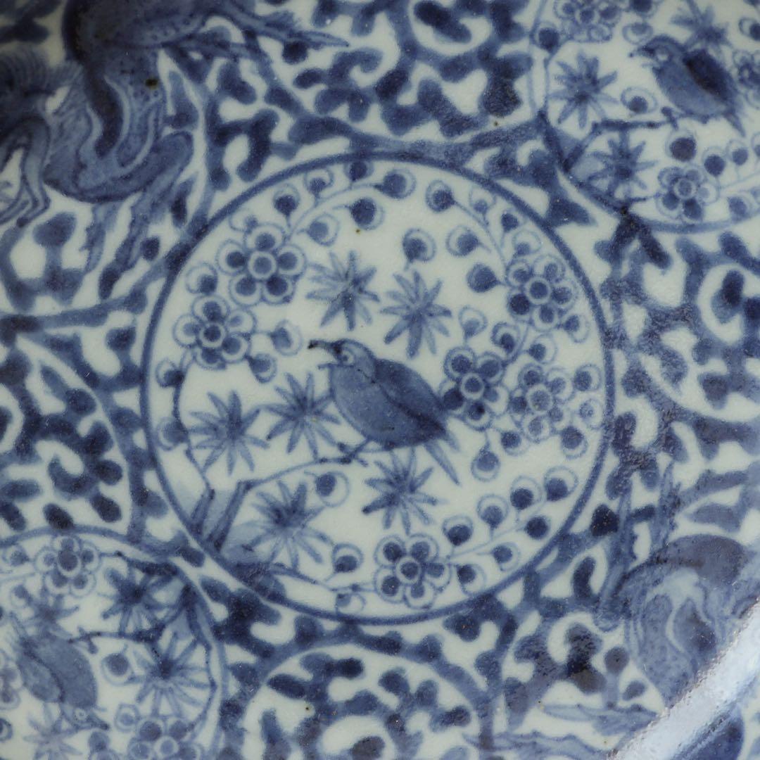 伊万里 古伊万里 江戸 中期 麒麟 梅 鶯 うぐいす 蛸唐草 4寸皿