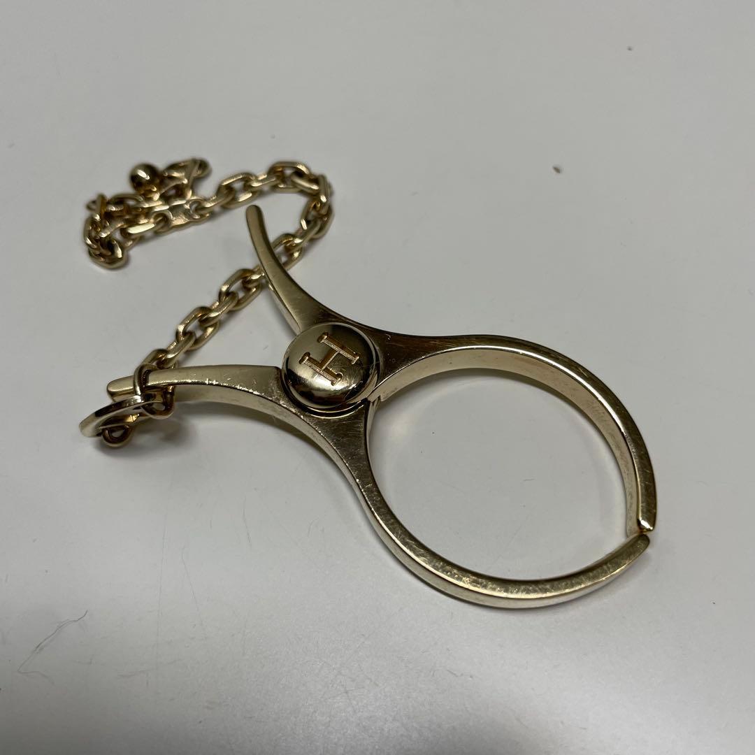 リ*ス様 Hermès グローブホルダー　ゴールド メタルリング チェーン付き