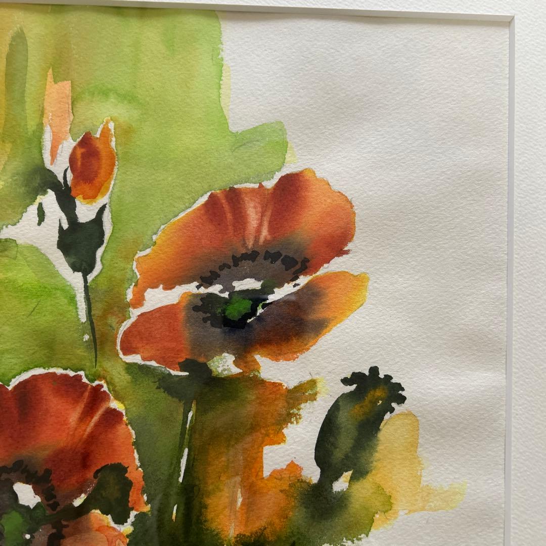 絵画　花　アネモネ　木製額装