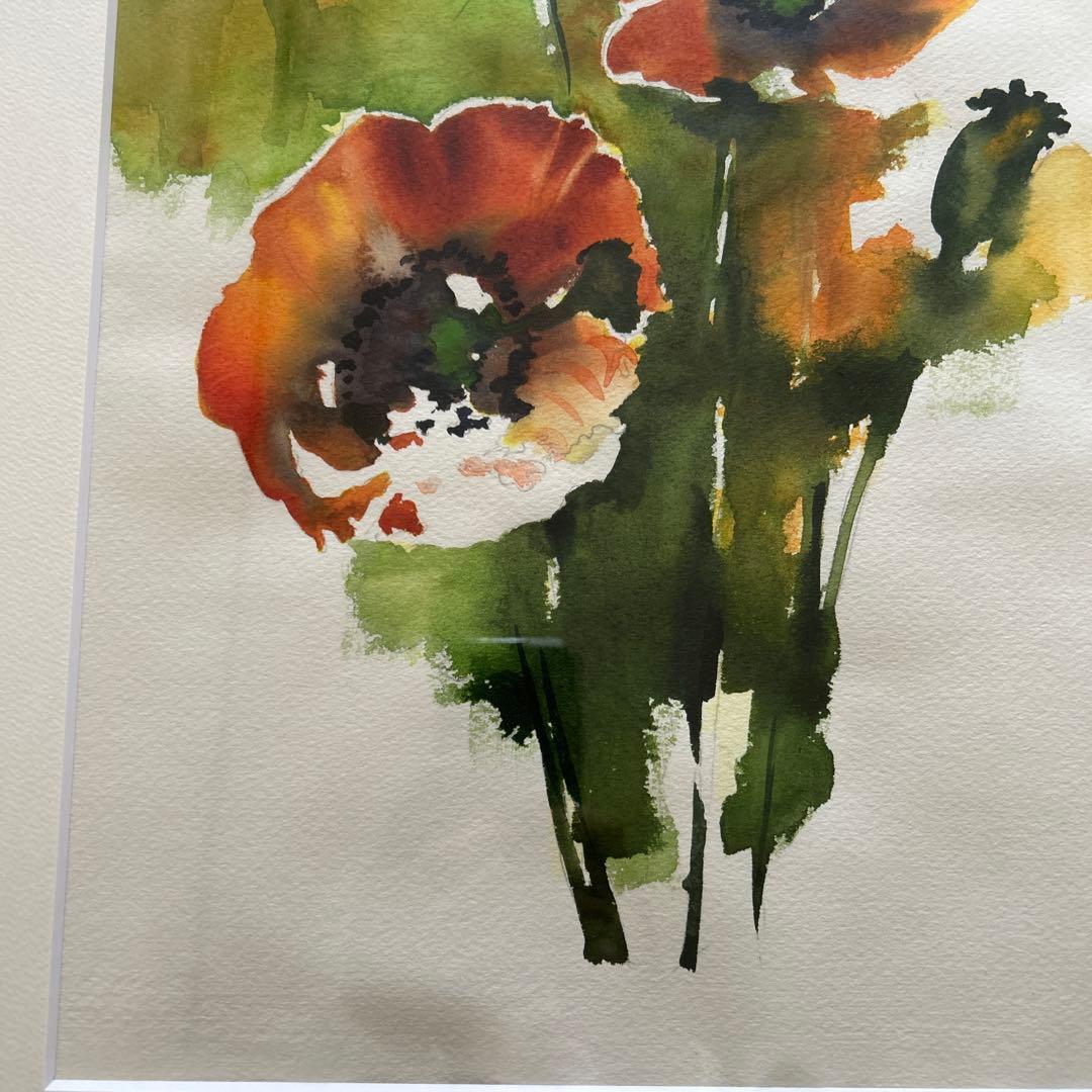 絵画　花　アネモネ　木製額装