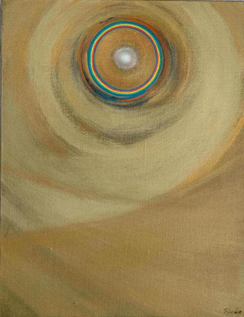 油絵 菅家令子 絵 絵画インテリア額付(青緑+金色の枠)F6-G252023