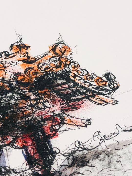 水彩画 原画 沖縄首里城（守礼門）