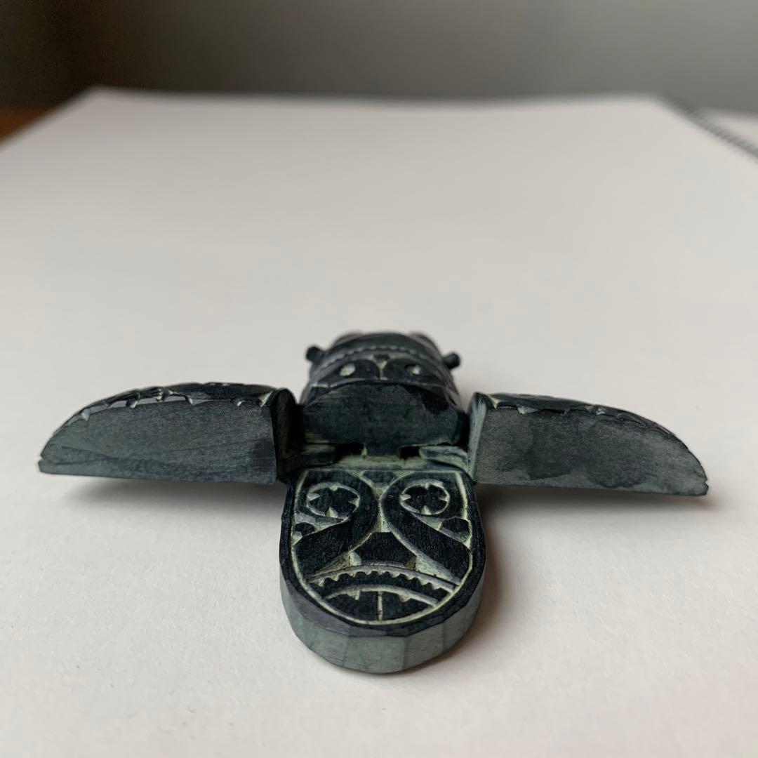 木製 アイヌ 木彫 砂澤ビッキ風 クワガタ虫 からくり ペンダントヘッド