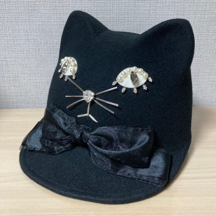 カシラ CA4LA 猫 ビジュー ストーン キャップ ハット 帽子