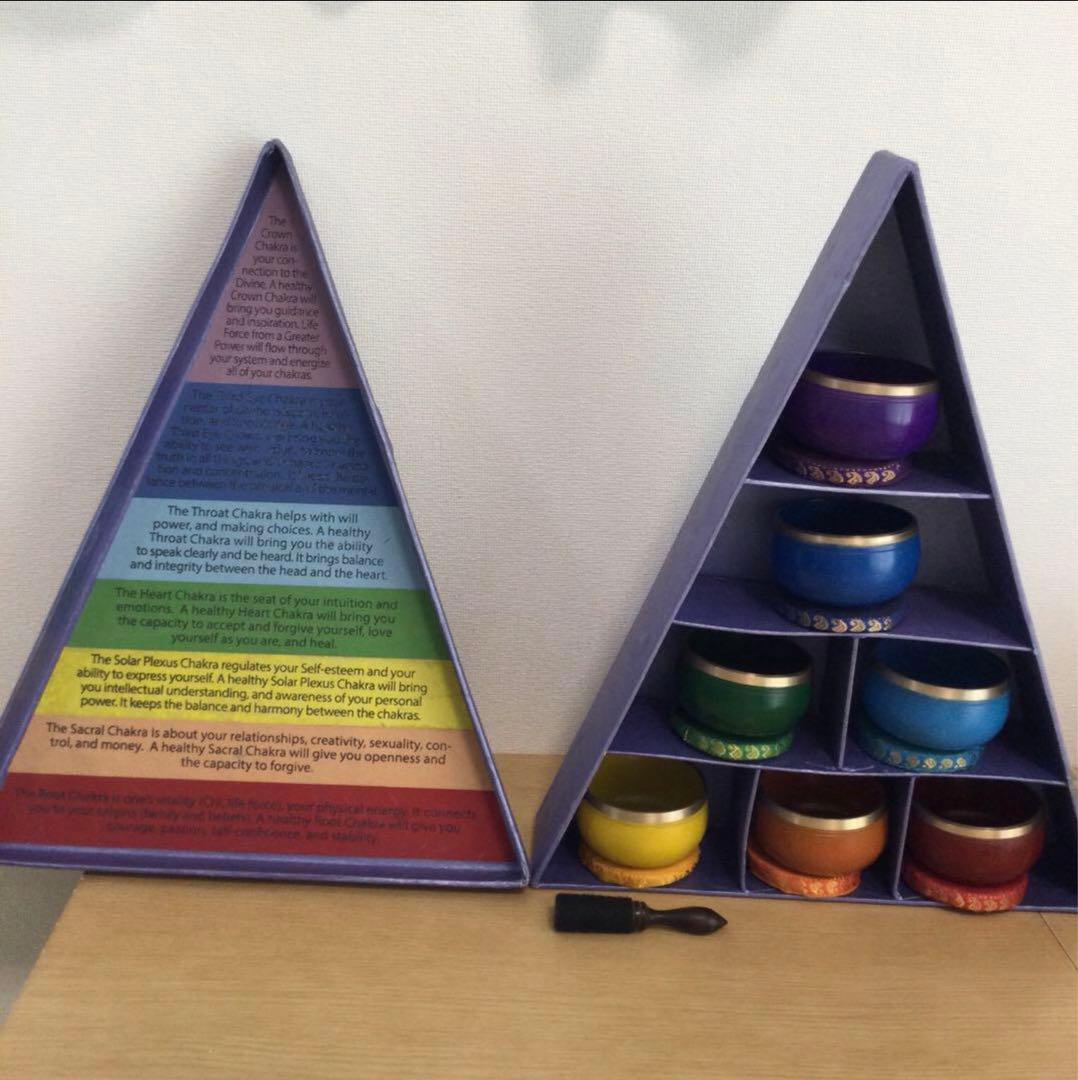 セブンチャクラ　ヒーリングシンギングボウル　7個セット　箱付き　中古