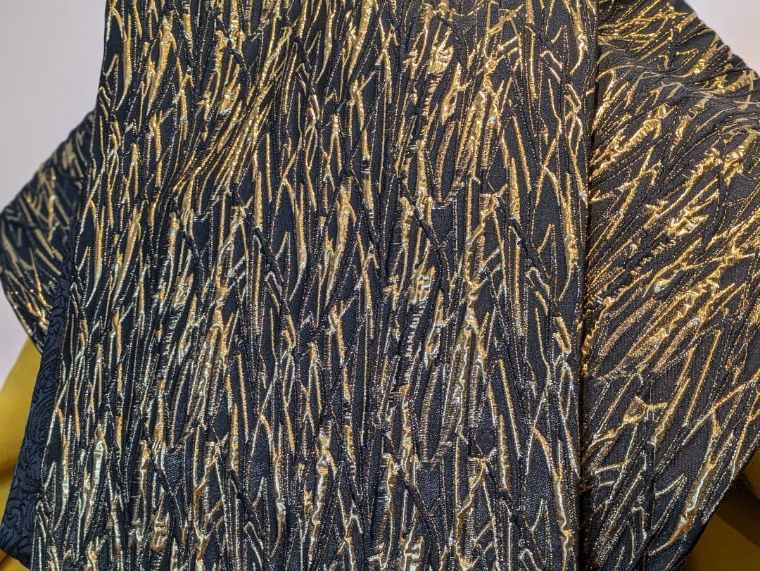 振袖フルセット 身丈165裄67 銀彩 からし色 黒 やまと誂え 成人式