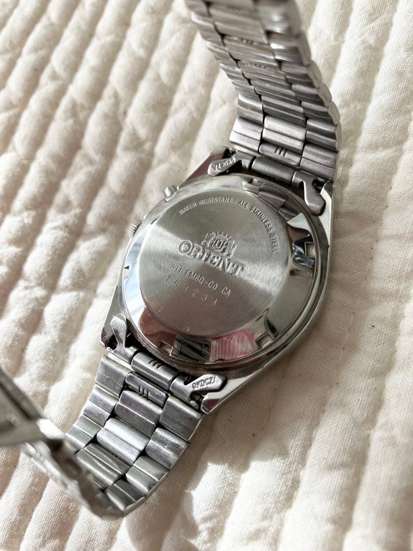 ORIENT 自動巻腕時計 アナログ ステンレス ブルー シルバー