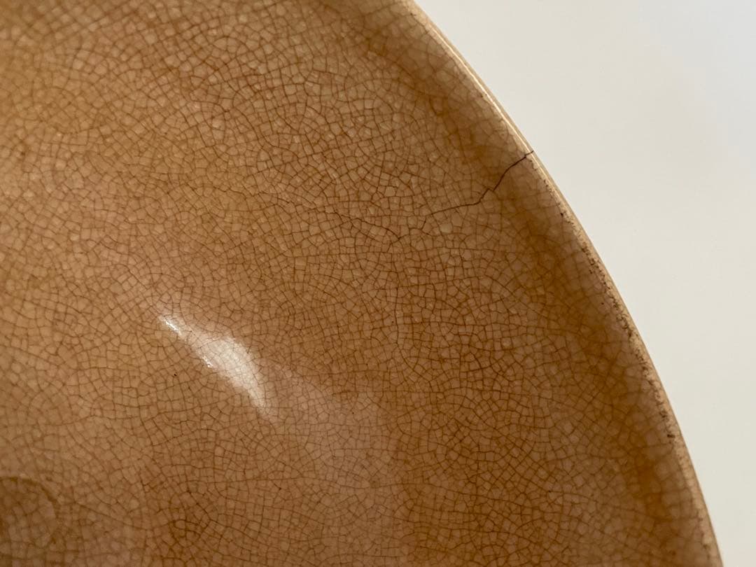 陶芸家 岡田暁山 京薩摩 菊図 茶碗 抹茶碗 ボウル ニュウあり