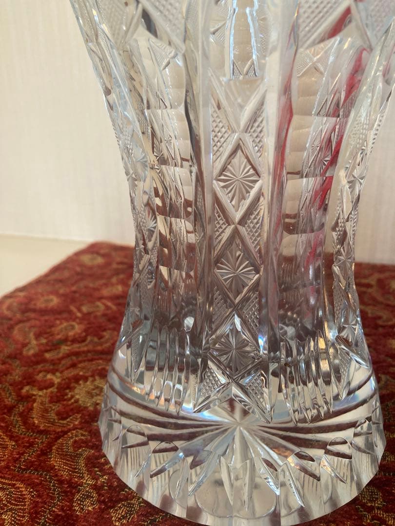 ヴィンテージ ボヘミアンクリスタル 花瓶/ベース チェコスロバキア製