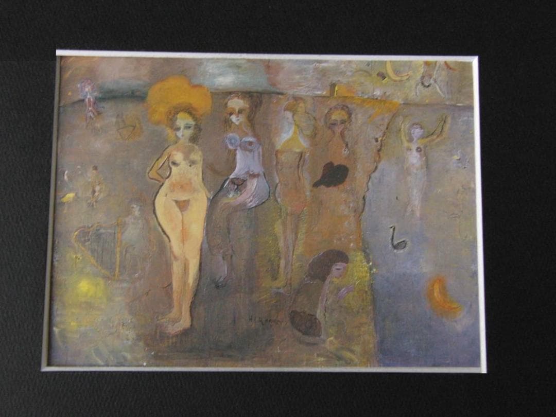 織田廣喜、【水辺の少女たち（フォンテンブロウ）】、希少な額装用画集より