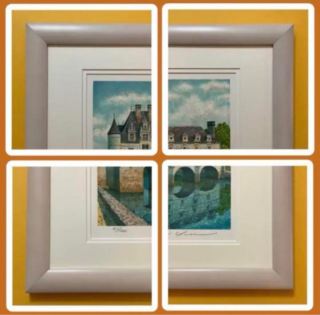 絵画・額縁・版画・山家久幸・新品未使用・シュノンソー城の水辺・美術