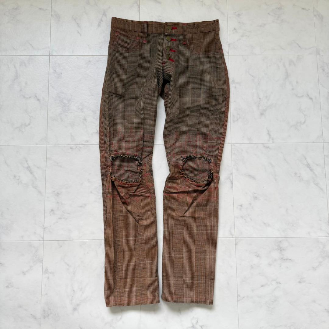 Christopher Nemeth 立体裁断 チェックパンツ ブラウン S - メルカリ