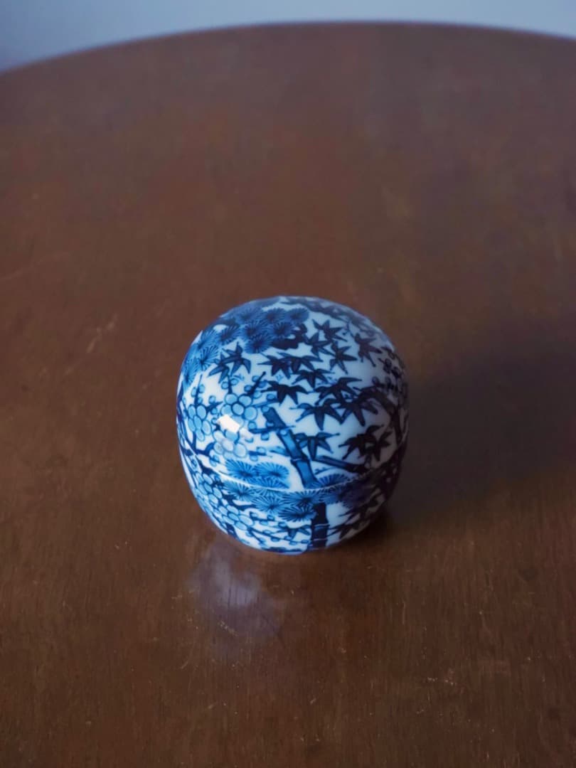 五良大甫 呉祥瑞造 染付 松竹梅 茶器 茶入れ 茶道具 箱付 美術品Q2253