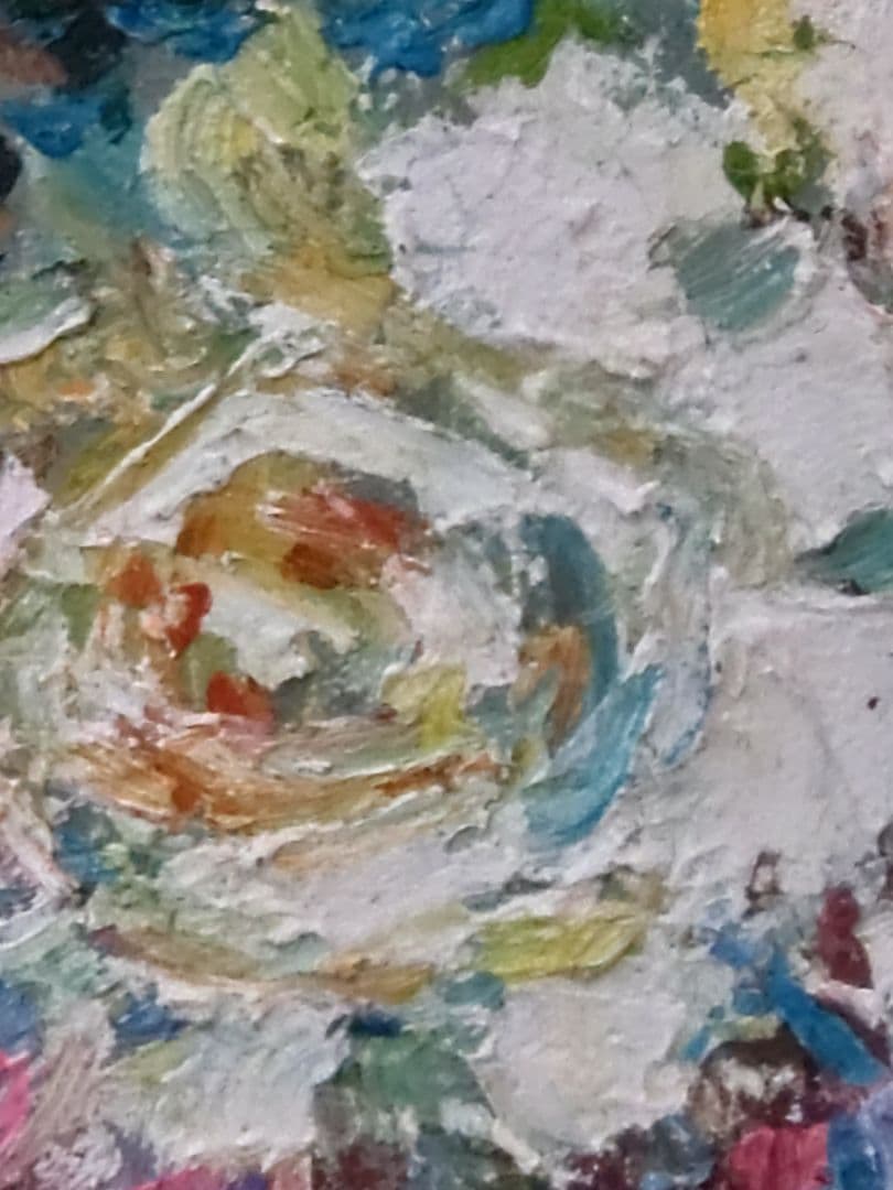 油絵　薔薇　肉筆　額装　油彩画