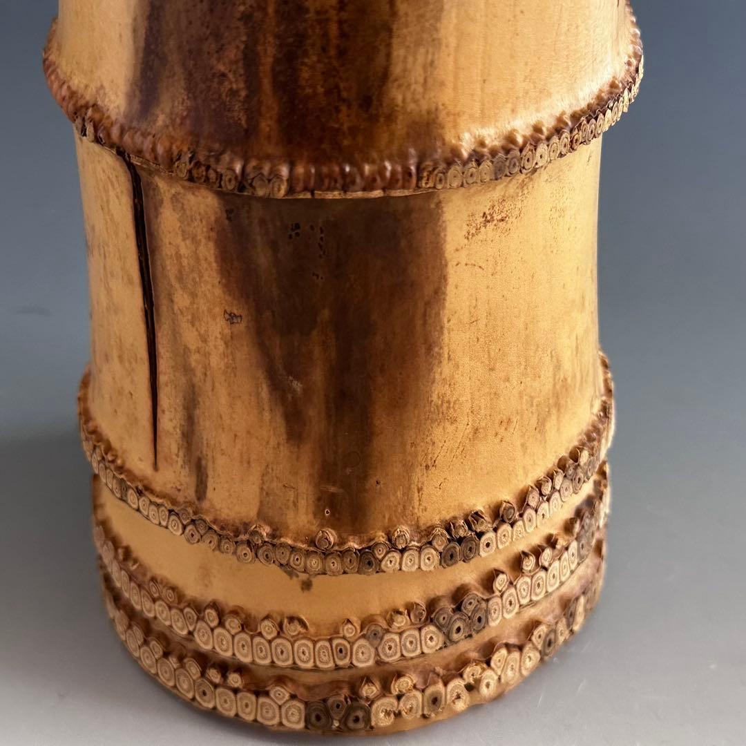 茶道具鵬雲斎宗匠書付花押有竹一重切花入銘笛聲黒田正玄共箱裏千家