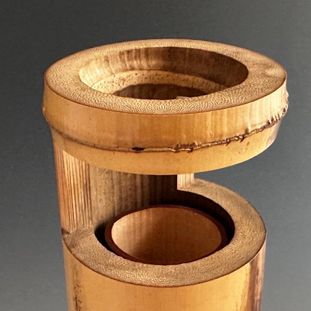 茶道具鵬雲斎宗匠書付花押有竹一重切花入銘笛聲黒田正玄共箱裏千家