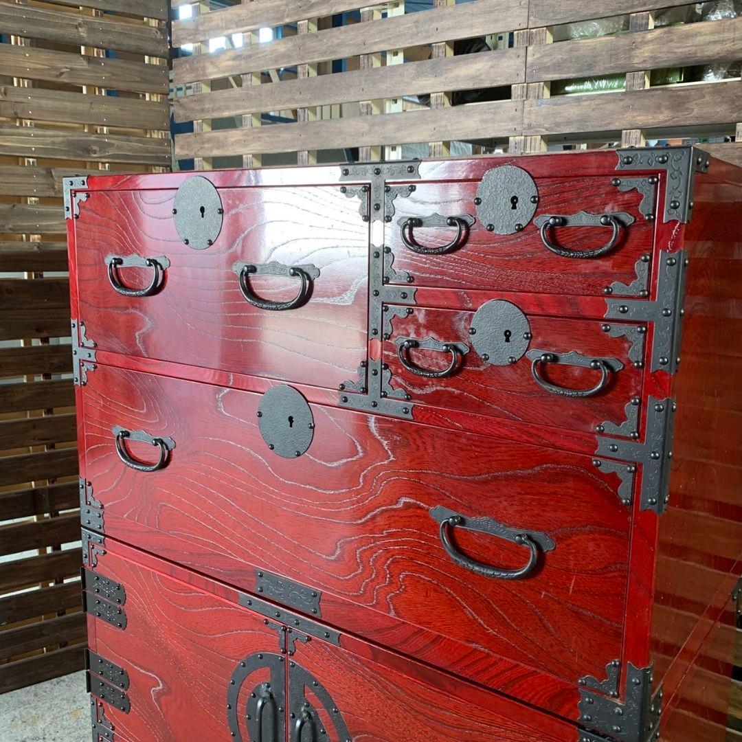 J412 青木産業 くれない W 870 昭和レトロ 和箪笥