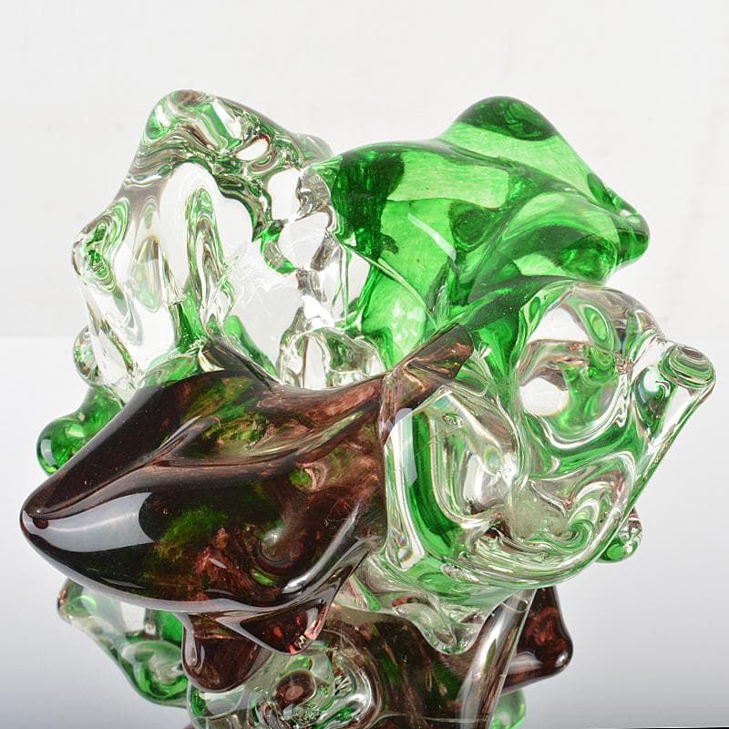 ガラス造形作家 イワタルリ 岩田瑠璃 ガラス器 花瓶 共箱 D R7497B