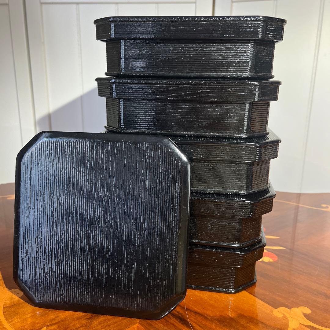 新品箱入 茶道具 柿合 一ヶ折重 縁高 5重 サン蓋付 重箱 菓子器 天然木