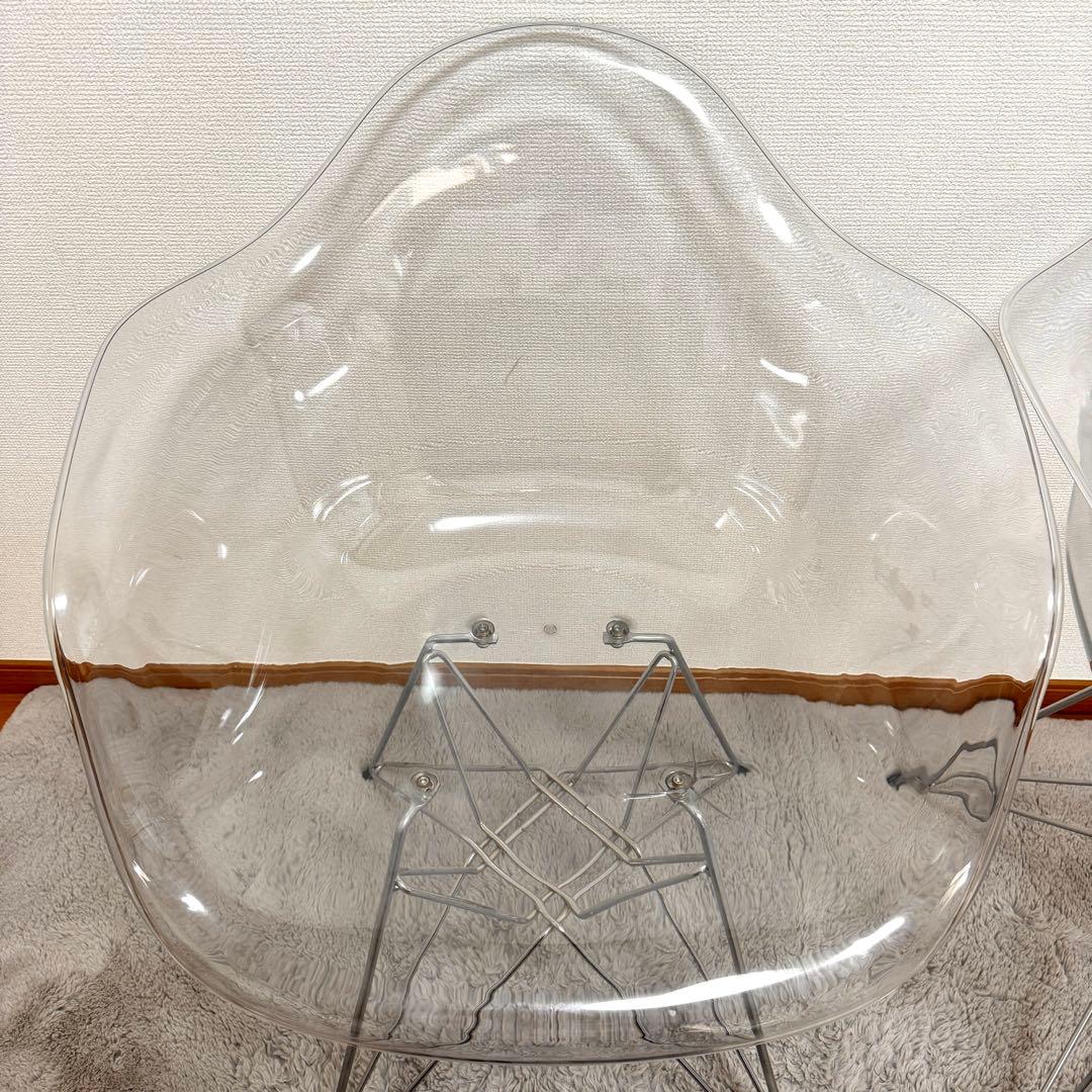 【関東近郊無料配送!!!】 円形 ガラステーブル　クリア椅子 二脚セット
