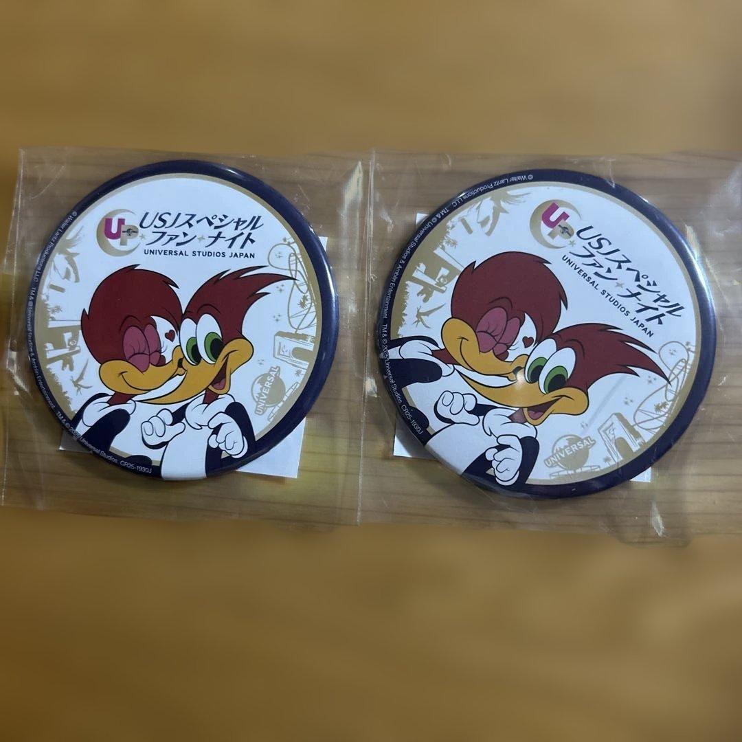 USJ 缶バッチ スペシャルファンナイト ウッディ ウッドペッカー 2個