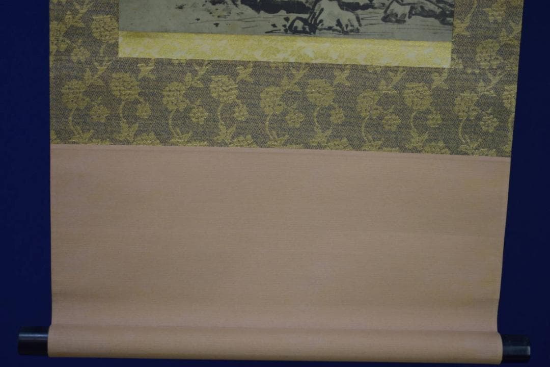 複製/雪舟/等楊/秋冬山水図/桐共箱付/布袋屋掛軸HI-990