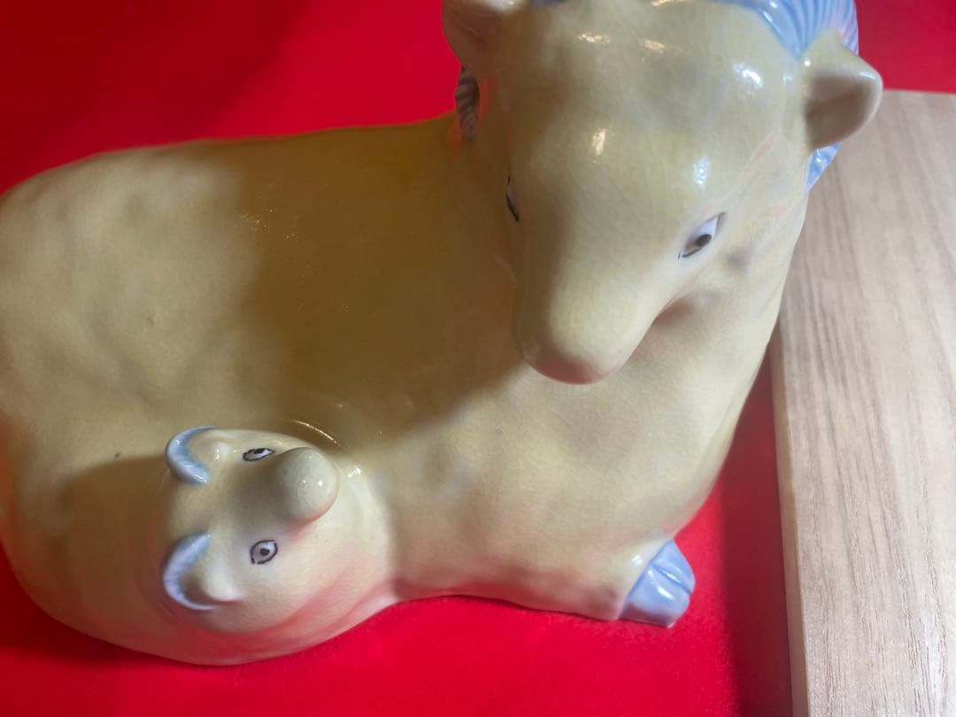 朝蔵五十吉 九谷焼 干支 羊と子羊の陶器置物