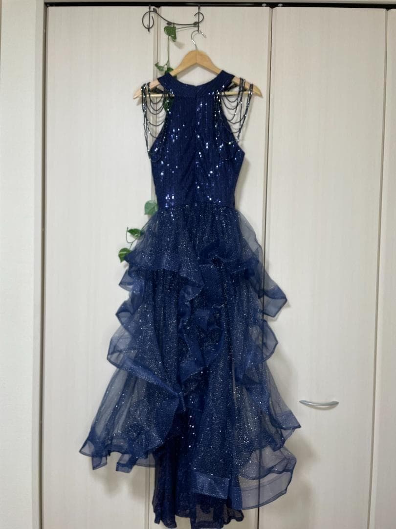 イヴニングドレス　パーティードレス　スパンコール　カラーネイビー　サイズⅯ