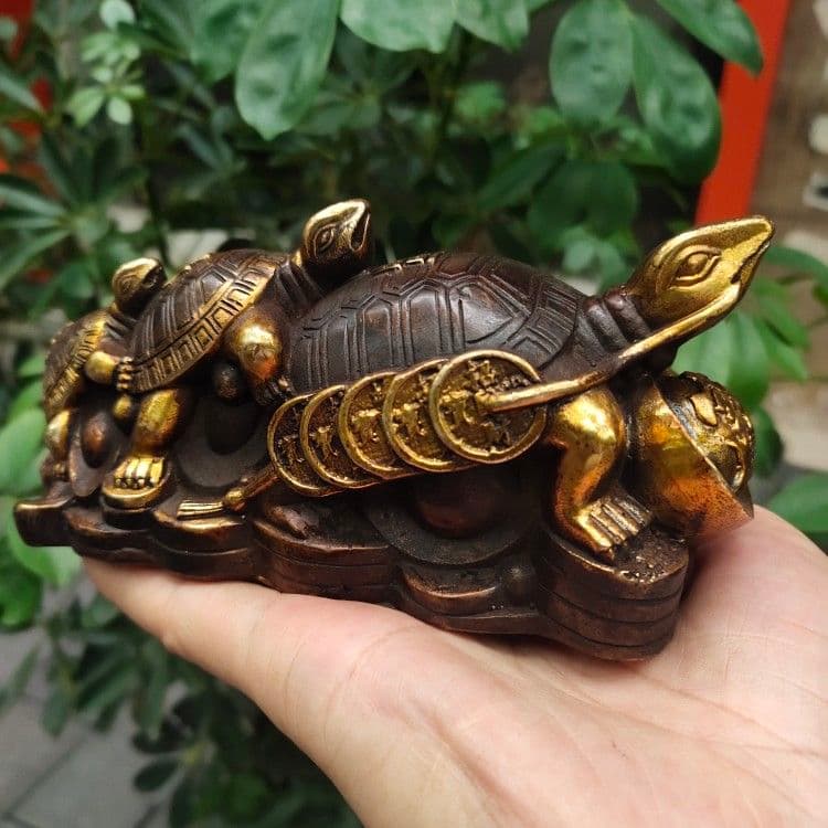 金福禄寿代代銅亀 茶道具 茶寵 書房 装飾品 工芸品 美術品 置物