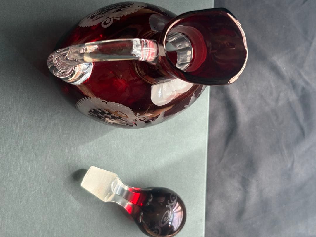 希少美品✨ボヘミアングラス エーゲルマン デカンター 赤×金彩 高級