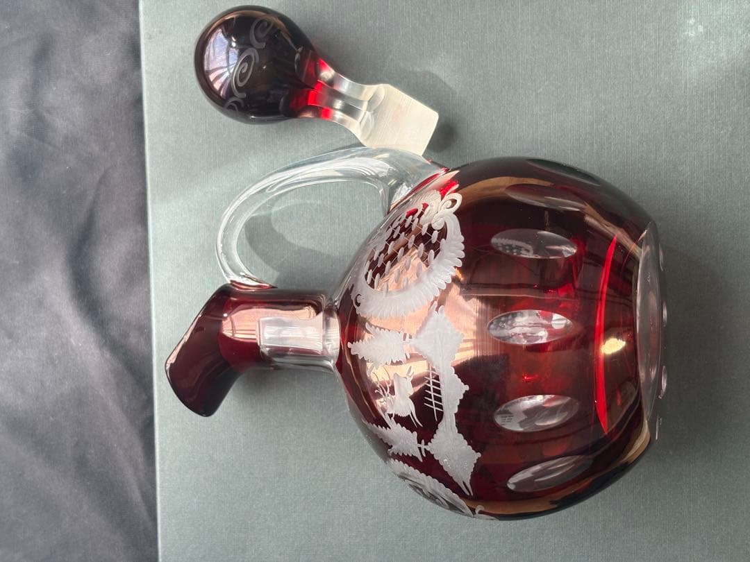 希少美品✨ボヘミアングラス エーゲルマン デカンター 赤×金彩 高級