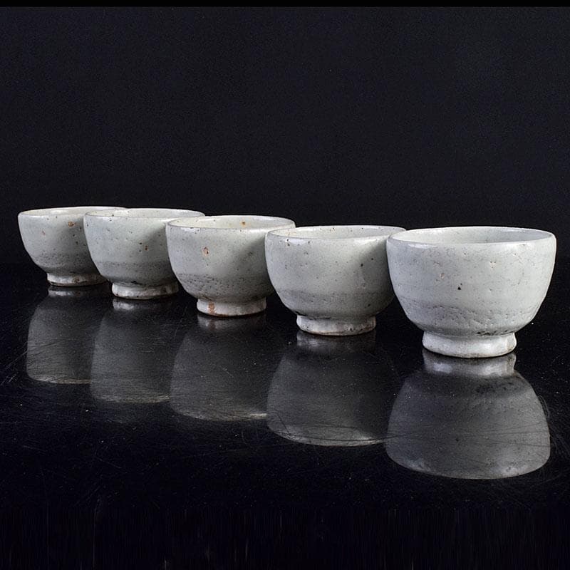 和食器　大萱　窯下窯　豊場惺也　粉吹　汲出　五客　共箱　二点　M　R9354