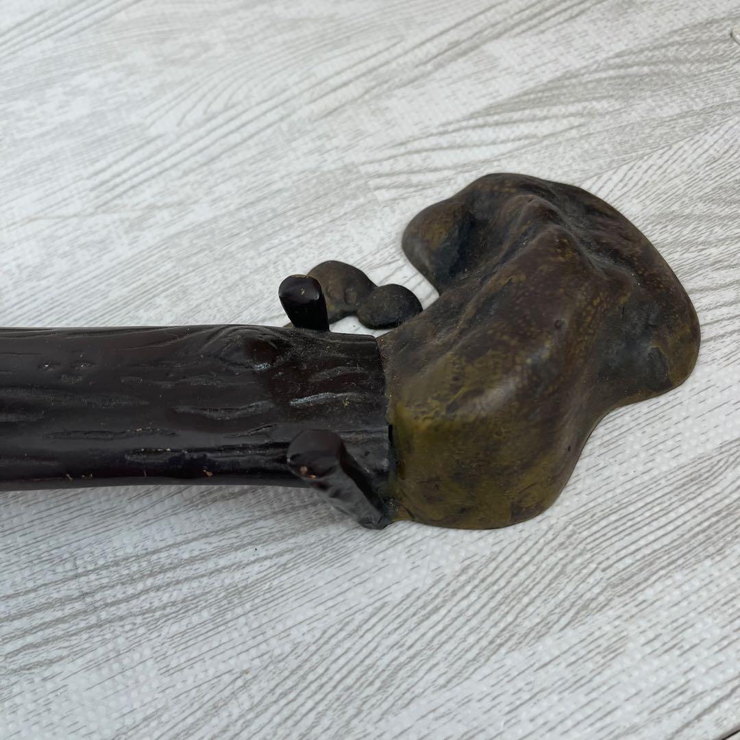 伝統工芸 美術 小鳥 木 止まり木 銅器 真鍮 正晴刻印 金属工芸 古物 骨董