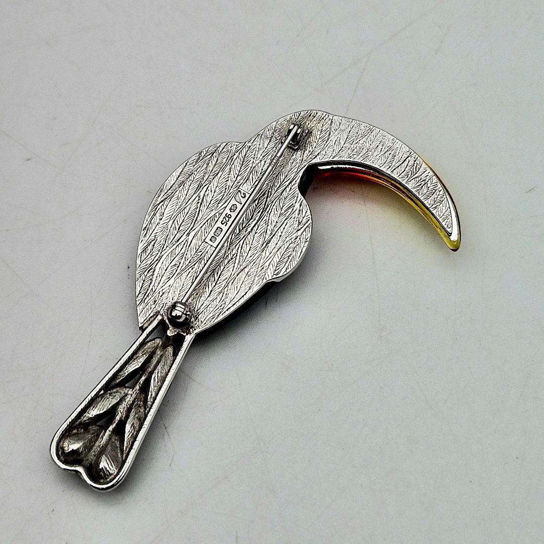 SWAROVSKI ラインストーン 鳥 SILVER ブローチ 〈202-6〉 - メルカリ