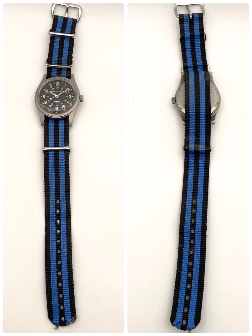 【稼働】Hamilton Khaki 手巻き時計 黒文字盤 9415A メンズ