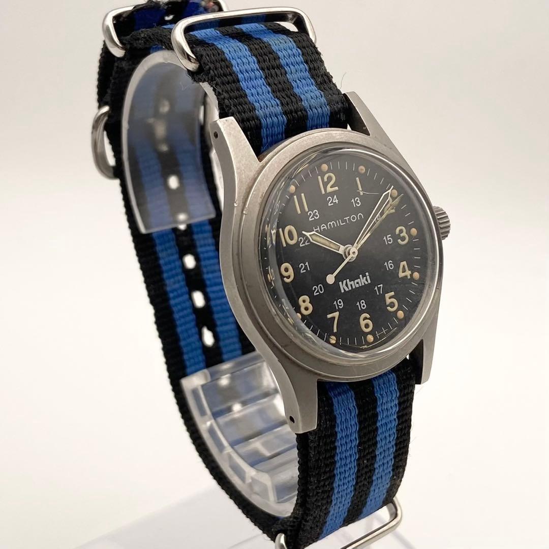 【稼働】Hamilton Khaki 手巻き時計 黒文字盤 9415A メンズ