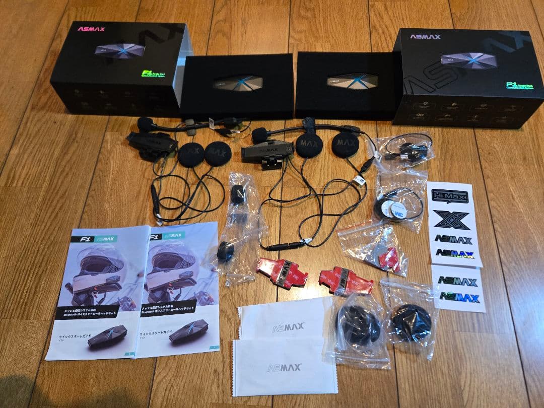 ASMAX F1 Bluetooth ヘッドセット(2台セット) Asmax-オートバイ用