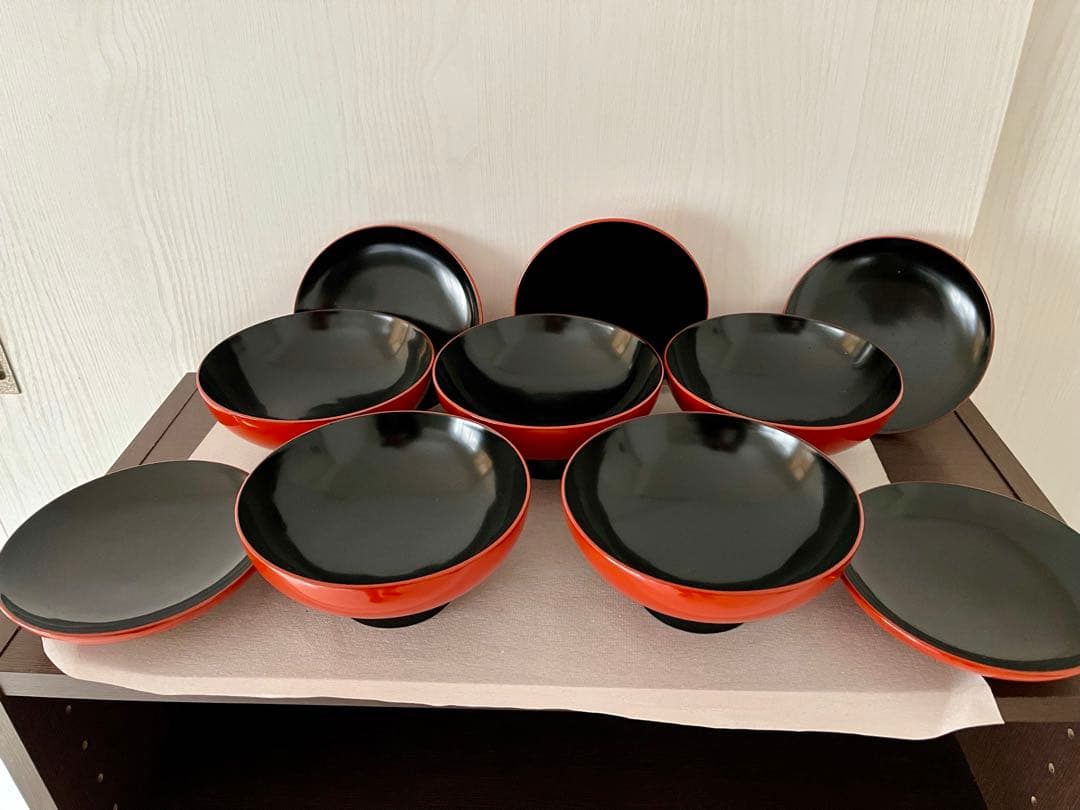 ❤️ 木曽漆器 木製漆器 朱塗り 金蒔絵 草花文 蓋付煮物椀 5 ❤️