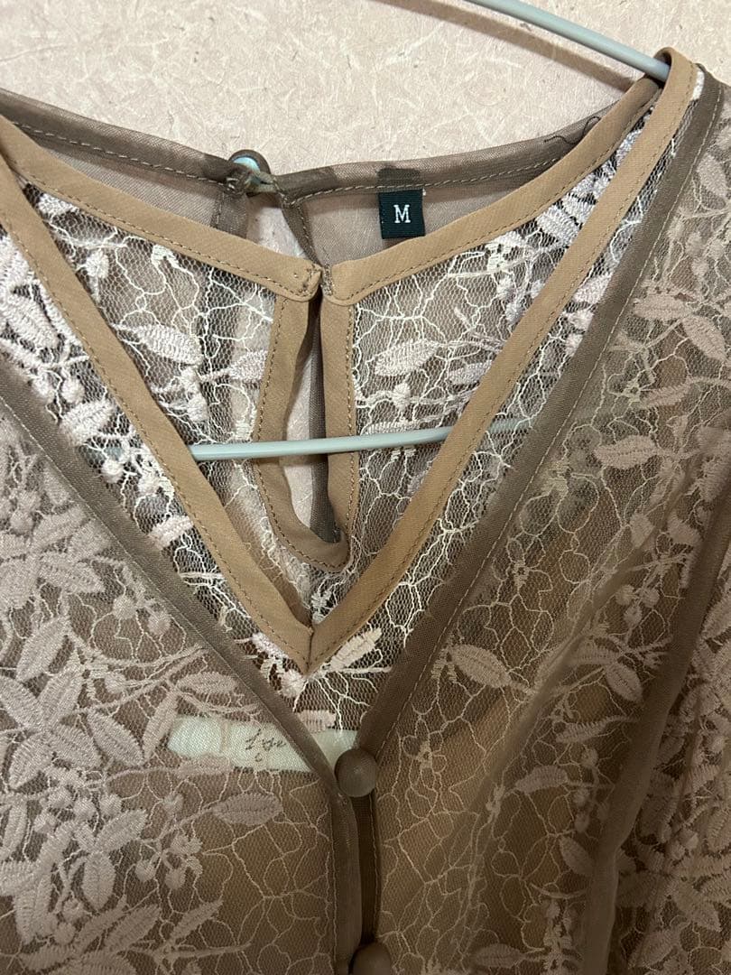 【LEJA】花柄総レースパフスリーブウエストリボン ドレス パーティ ワンピース