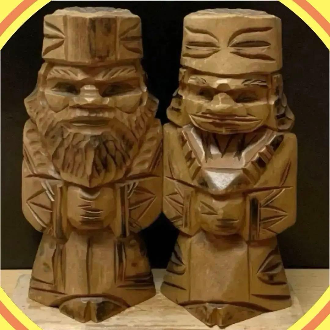 希少 アイヌ木彫り人形・ニポポ人形・夫婦ペア台付 特大 26cm - メルカリ