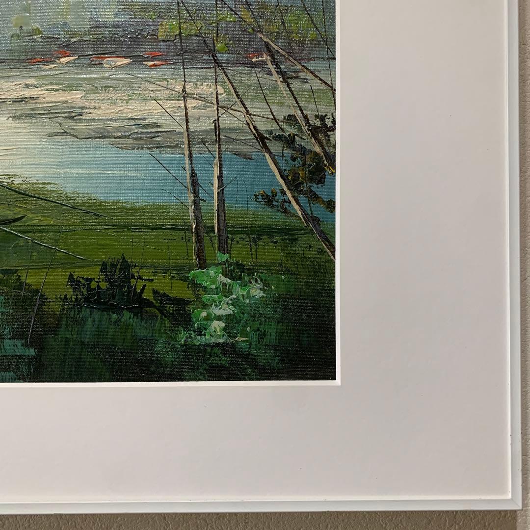 絵画　油彩肉筆画　真作　府川誠『海辺』