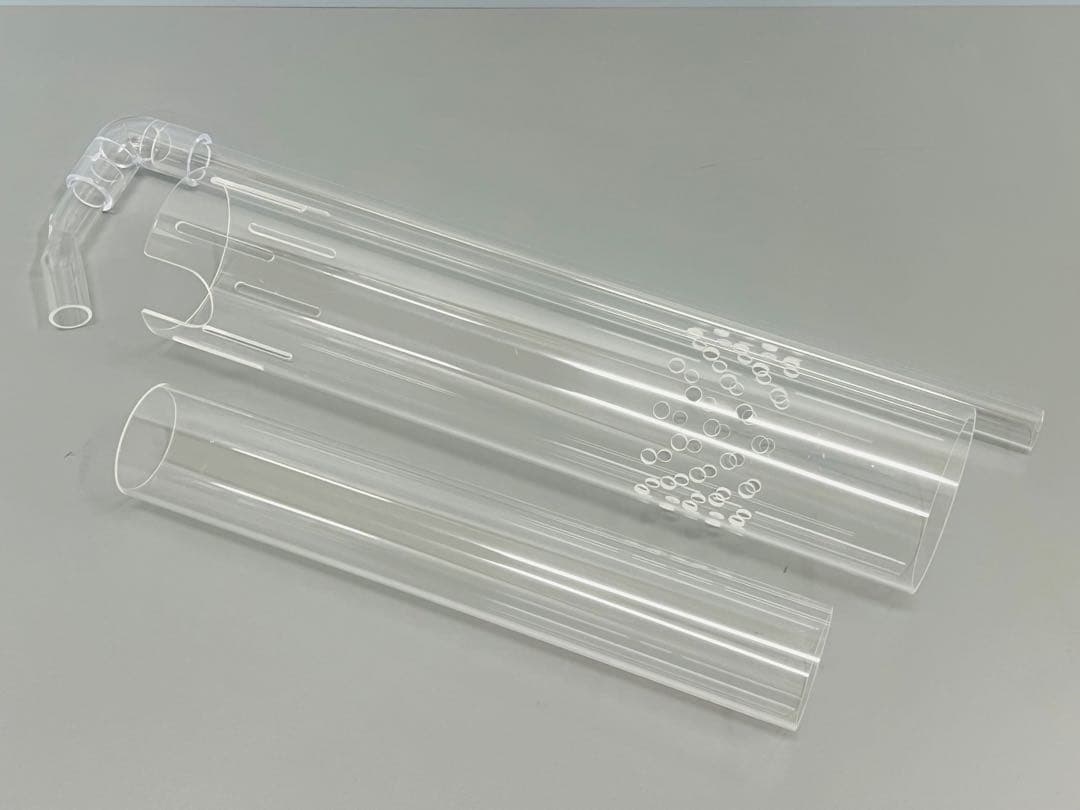 アクリル水槽オーバーフロー加工用 台座＋アクリル三重管配管セット H360用